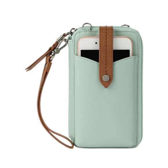 The Sak Silverlake Aqua Leather Smartphone Crossbody Bag Purse Wristlet NWT - Picture 4 of 8